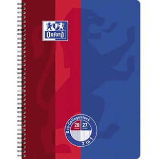 Oxford Collegeblock A4 + Duo 80 Feuille, Bleu/Rouge