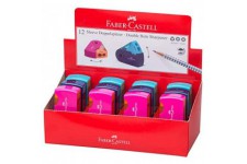 Lot de 12 : Faber Castell Taille-Crayon Sleeve 2 Trous avec Mini reservoir Taille-Crayons, Multicolore, 6933256640468