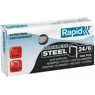 Rapid Inox SuperStrong Boite de 1000 Agrafes 24/6 mm Tete 24858100