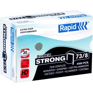 Rapid Agrafes SuperStrong 73/8, Longueur 8 mm, 5000 Agrafes, Agrafe jusqu'a  30 feuilles, Fil dur galvanise, 24890300