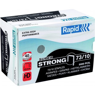 Rapid Agrafes SuperStrong 73/10, Longueur 10 mm, 5000 Agrafes, Agrafe jusqu'a  40 feuilles, Fil dur galvanise, 24890400