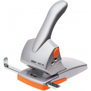 Rapid Perforateur HDC65, 65 feuilles, Reglette de guidage avec marquages des formats, Metal, Argent/Orange, Heavy Duty, 20922603