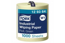 Tork 129364 Papier d'essuyage industriel Advanced, compatible avec le systeme W1 / 3 plis - 340m x 36,9cm - 1 bobine - Vert