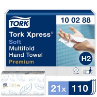 Tork Xpress Essuie-mains interfolies doux - 100288 - Papiers d'essuyage plies en M, qualite Premium pour Distributeur H2 - Haute