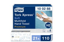 Tork Xpress Essuie-mains interfolies doux - 100288 - Papiers d'essuyage plies en M, qualite Premium pour Distributeur H2 - Haute