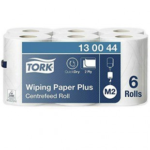 Lot de 6 : Tork 130044 Essuie-mains en papier double epaisseur Blanc 125 m