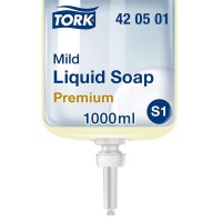Tork 420501 Savon liquide Premium pour mains S1 / doux - 1L - Jaune clair