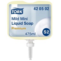 Tork Mini savon liquide doux, 420502, Savon multi-usage doux pour la peau pour distributeurs S2, Qualite Premium, parfum frais, 