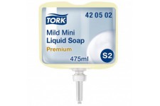 Tork Mini savon liquide doux, 420502, Savon multi-usage doux pour la peau pour distributeurs S2, Qualite Premium, parfum frais, 