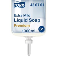 Tork 420701 Savon liquide Premium pour mains S1 / extra doux - 1L - Blanc