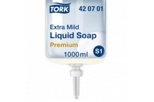 Tork 420701 Savon liquide Premium pour mains S1 / extra doux - 1L - Blanc