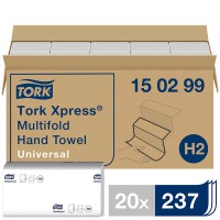 Tork Xpress Essuie-mains interfolies - 150299 - Papiers d'essuyage plies en Z, qualite Universal pour Distributeur H2 - Essuie-m