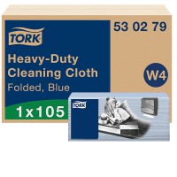 Tork Chiffon de Nettoyage Ultra-resistant bleu W4, robuste et absorbant, 1 x 105 chiffons, 530279