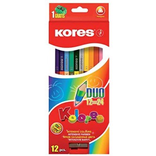 Kores bb93212 triangulaire Crayons de couleur"DUO, etui carton de 12 + taille-crayon