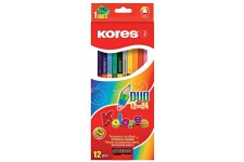 Kores bb93212 triangulaire Crayons de couleur"DUO, etui carton de 12 + taille-crayon