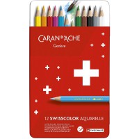 CARAN D ACHE Etui metal de 12 Crayons de couleur Swisscolor Assortis