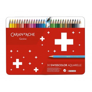 CARAN D ACHE Etui metal de 30 Crayons de couleur Swisscolor Assortis