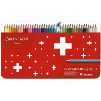 Caran d'Ache 1285.740 Crayon de couleur Swisscolor avec boite en metal, paquet de 40