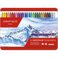 Caran D'Ache Neocolor II - Crayons Pastels cire soluble dans l'eau - Boite de 40