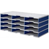 doc Station Trio avec 12 compartiments de tri/268-0304.38 723 X 331 x 293 mm Gris/Bleu
