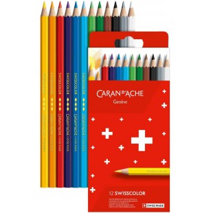 Caran d'Ache Swisscolor etui en carton avec 12 crayons de couleur impermeables