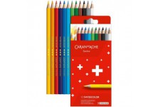Caran d'Ache Swisscolor etui en carton avec 12 crayons de couleur impermeables