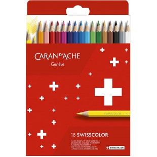 Caran d'Ache Swisscolor 7630002343329 etui en carton avec 18 crayons de couleur impermeables