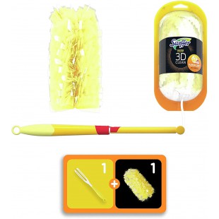 Duster Plumeau 3D Clean, Kit De Demarrage Depoussierage , 1 Manche XXL + 1 Recharge, S'etire Jusqu'a  90 cm, Attrape et Retient 