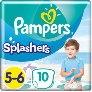 Pampers Couches-Culottes Taille 5-6 (14+ kg), Splashers, 10 Couches-Culottes Bebe, Pour Une Protection Optimale Dans l'Eau