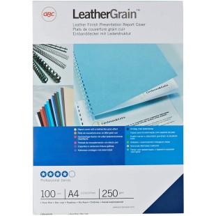 Gbc LeatherGrain Pack de 100 Plats de Couverture 250 g/m2 Bleu Roi CE040029