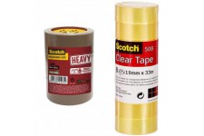 Scotch BP979 HEAVY Pack de 3 Rubans 50 mm x 66 m Havane & Ruban Adhesif Transparent 508-8 Rouleaux - 19mm x 33m - Ruban Adhesif 