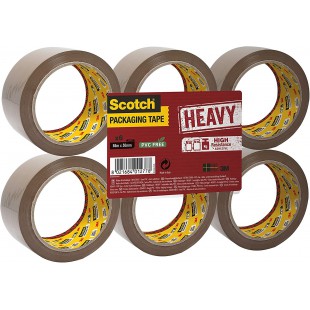 Scotch Emballage HEAVY Pack de 6 Rouleaux de ruban 50 mm x 66 m, Scotch Marron