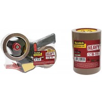 Scotch BP974 Heavy Devidoir de ruban d'emballage avec 2 rouleaux de ruban 50 mm x 66 m + BP979 HEAVY Pack de 3 Rubans 50 mm x 66