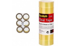Scotch Rouleaux de Ruban adhesif sans solvant Acrylique 50 mm x 66 m Havane - LOT DE 6 & Ruban Adhesif Transparent 508-8 Rouleau