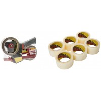 Devidoir Pistolet tres resistant Scotch + lot de 2 Rouleaux de Ruban adhesifs de Stockage Scotch, 50 mm x 66 m & Flatpack de 6 R