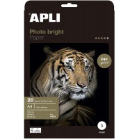 Apli 004454 Lot de 20 Papier Photo Bright 210 x 297 mm 240 g