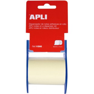 Apli 11595 - Distributeur de notes adhesives repositionnables - jaune - 60 mm x 10 m