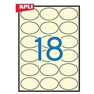 APLI Etuis 360 etiquette 63,5x42,3 mm (18 x 20F A4) Multi-usage Ovale Permanent Creme