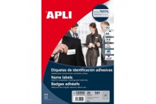 Apli 012252 20 Badge Textile Adhesif, 63,5 x 29,6mm, Blanc