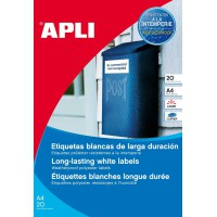 Apli 015085 Lot de 200 Etiquettes polyester laser/copieur 99,1 x 57 mm Blanc