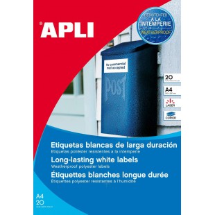 Apli 015085 Lot de 200 Etiquettes polyester laser/copieur 99,1 x 57 mm Blanc