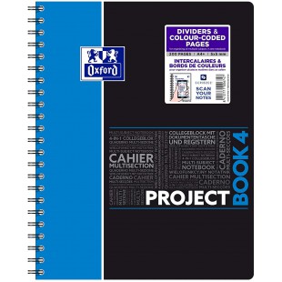 Oxford ProjectBook Cahier a  Spirales Format A4+ 200 Pages Petits Carreaux 5x5 mm Couverture Polypro Couleur Aleatoire