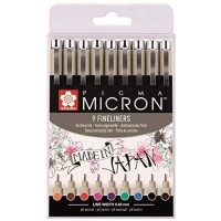 Sakura Pigma Micron Feutres Pointe Fine - Lot De 9 Couleurs