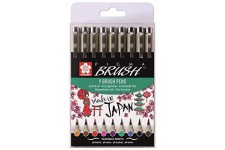 POXSDKBR9 PIGMA Brush Lot de 9 pinceaux Couleurs assorties