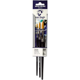 Van Gogh Set de 3 Pinceau Aquarelle Serie 191, N° 4-8-12 RT90919133 Bleu