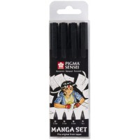 Pigma SENSEI Manga SET (4 stylos, noir)