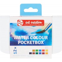 Talens Art Creation Boite de poche pour aquarelle avec 12 soucoupes et pinceau 9022112M