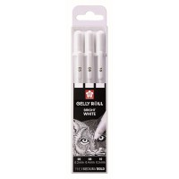 Gelly Roll 3 gelpennen div diktes - wit