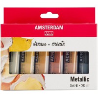 Talens Lot de 6 peintures acryliques metallisees 20 ml