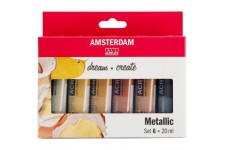 Talens Lot de 6 peintures acryliques metallisees 20 ml